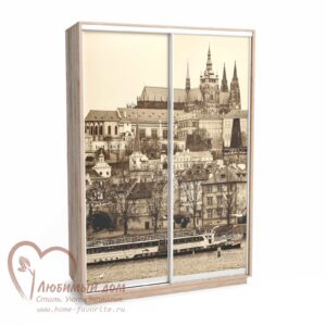 Шкаф-купе 1500 "Леон 2" с фотопечатью на стекле "Прага"